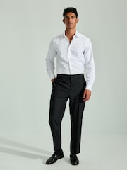 White Swirl Jacquard Slim Fit Single Cuff Occasion 100% Cotton Shirt - Image 2 of 8