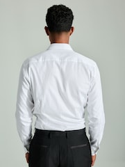 White Swirl Jacquard Slim Fit Single Cuff Occasion 100% Cotton Shirt - Image 3 of 8