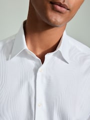 White Swirl Jacquard Slim Fit Single Cuff Occasion 100% Cotton Shirt - Image 5 of 8