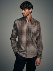Brown Gingham Regular Fit Easy Iron Button Down Oxford Shirt - Image 1 of 7