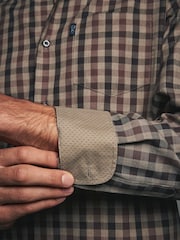Brown Gingham Regular Fit Easy Iron Button Down Oxford Shirt - Image 4 of 7