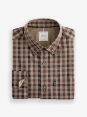 Brown Gingham Regular Fit Easy Iron Button Down Oxford Shirt - Image 5 of 7