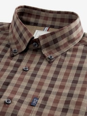 Brown Gingham Regular Fit Easy Iron Button Down Oxford Shirt - Image 6 of 7