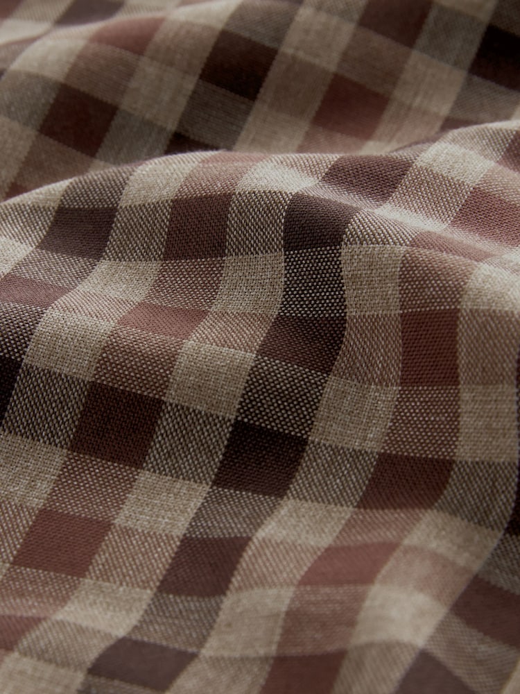 Brown Gingham Regular Fit Easy Iron Button Down Oxford Shirt - Image 7 of 7