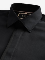 Black Regular Fit 100% Cotton Long Sleeve Single Cuff Sateen Piped Shirt - Image 7 of 8