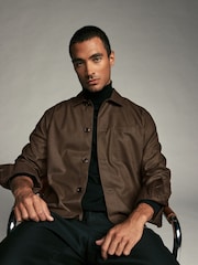 Neutral Brown Regular Fit Button Through Overshirt - Image 1 of 7