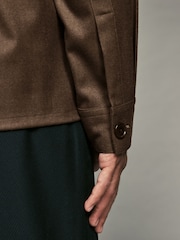 Neutral Brown Regular Fit Button Through Overshirt - Image 4 of 7