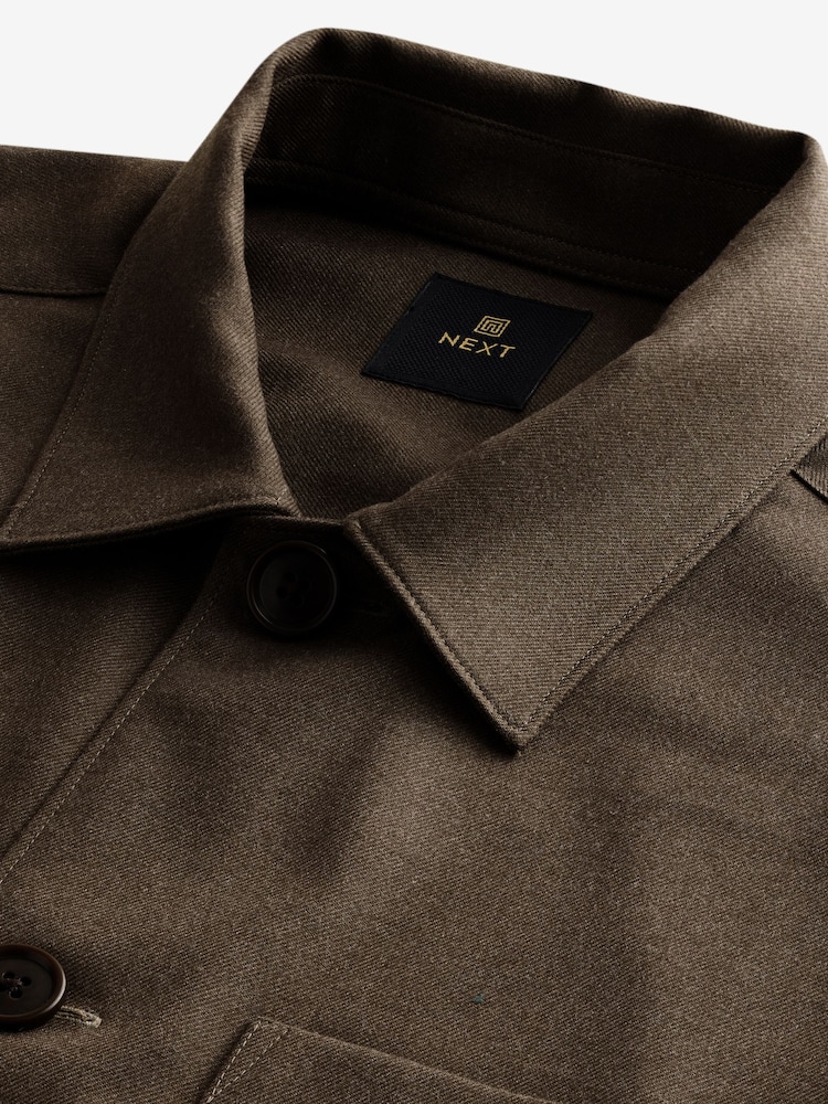 Neutral Brown Regular Fit Button Through Overshirt - Image 7 of 7
