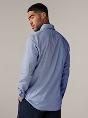 Blue Slim Fit 100% Cotton Textured Single Cuff Shirt With Cutaway Collar - Image 3 of 6
