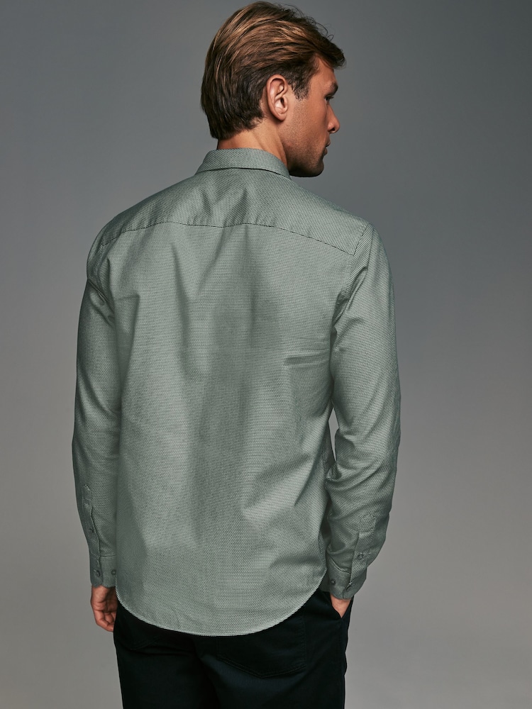 Green Regular Fit Trimmed Formal 100% Cotton Oxford Shirt - Image 2 of 8
