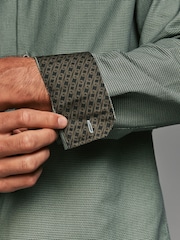 Green Regular Fit Trimmed Formal 100% Cotton Oxford Shirt - Image 3 of 8