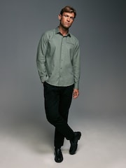 Green Regular Fit Trimmed Formal 100% Cotton Oxford Shirt - Image 5 of 8