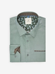 Green Regular Fit Trimmed Formal 100% Cotton Oxford Shirt - Image 6 of 8
