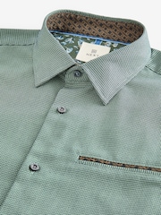 Green Regular Fit Trimmed Formal 100% Cotton Oxford Shirt - Image 8 of 8