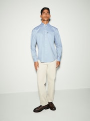 Dusky Blue Dot Print Regular Fit Easy Iron Button Down Oxford Shirt - Image 2 of 5