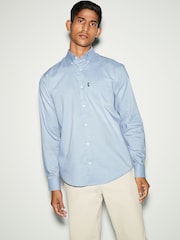 Dusky Blue Dot Print Regular Fit Easy Iron Button Down Oxford Shirt - Image 3 of 5
