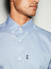 Dusky Blue Dot Print Regular Fit Easy Iron Button Down Oxford Shirt - Image 5 of 5