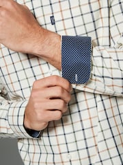 Ecru Cream Tattersall Check Regular Fit Easy Iron Button Down Oxford Shirt - Image 5 of 5