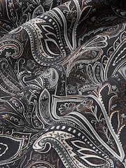 Black/Gold Paisley Regular Fit Printed Long Sleeve Single Cuff Formal Shirt - Image 7 of 8