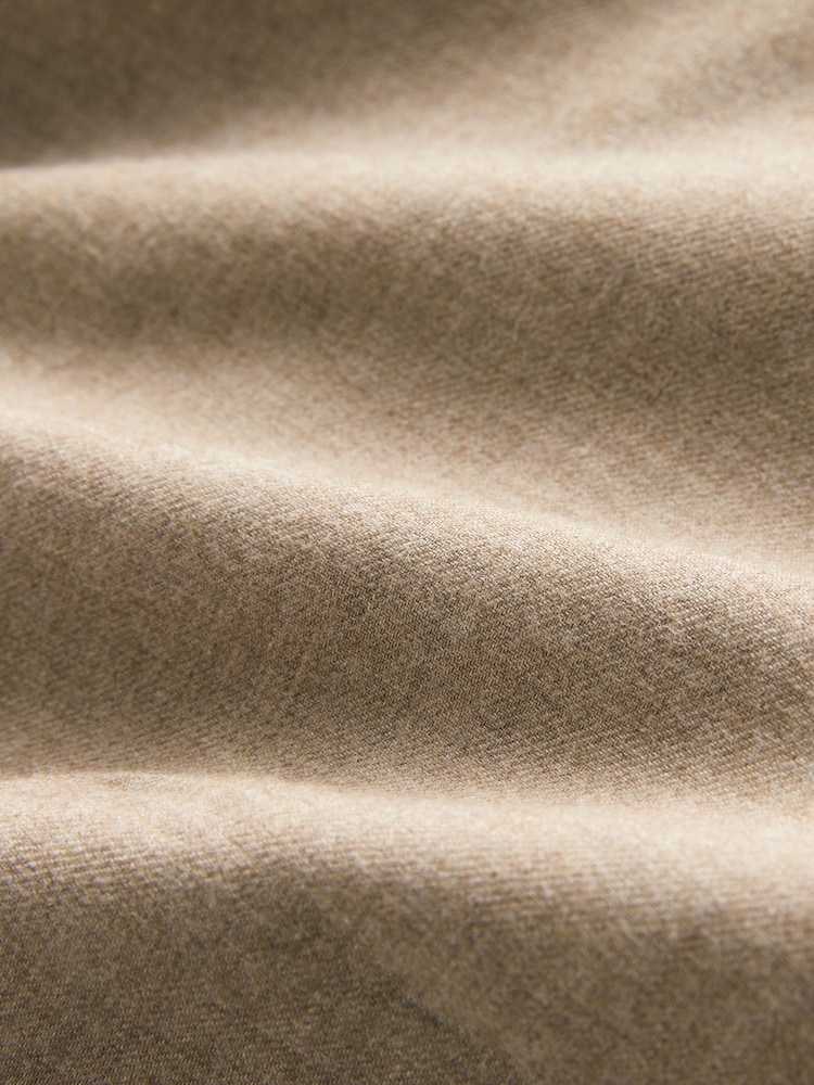 Neutral Brown Regular Fit Brushed Flannel Single Cuff Formal 100% Cotton Oxford Shirt - Image 8 of 8