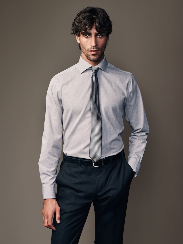 Neutral Brown Texture Regular Fit Shirt And Tie Pack - Image 1 of 10