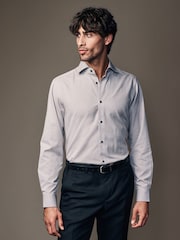 Neutral Brown Texture Regular Fit Shirt And Tie Pack - Image 4 of 10