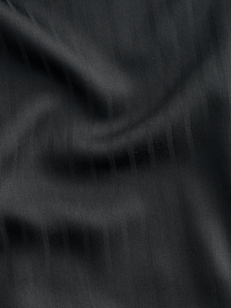 Black Regular Fit Satin Self Stripe Single Cuff Formal Shirt - Image 7 of 7