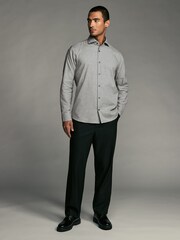 Light Grey Regular Fit Cutaway Collar Brushed Flannel Single Cuff Formal 100% Cotton Oxford Shirt - Image 2 of 8