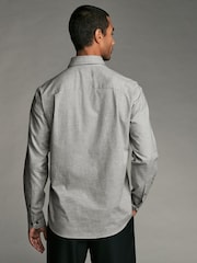 Light Grey Regular Fit Cutaway Collar Brushed Flannel Single Cuff Formal 100% Cotton Oxford Shirt - Image 3 of 8