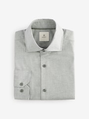 Light Grey Regular Fit Cutaway Collar Brushed Flannel Single Cuff Formal 100% Cotton Oxford Shirt - Image 6 of 8