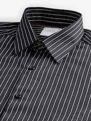 Black/White Stripe Regular Fit Cotton Formal 100% Cotton Shirt With Sateen Finish - Image 6 of 7