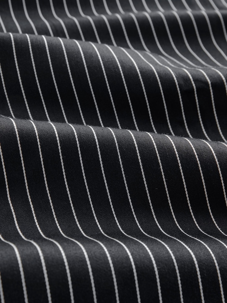 Black/White Stripe Regular Fit Cotton Formal 100% Cotton Shirt With Sateen Finish - Image 7 of 7 Black/White Stripe Regular Fit Cotton Formal 100% Cotton Shirt With Sateen Finish - Image 7 of 7