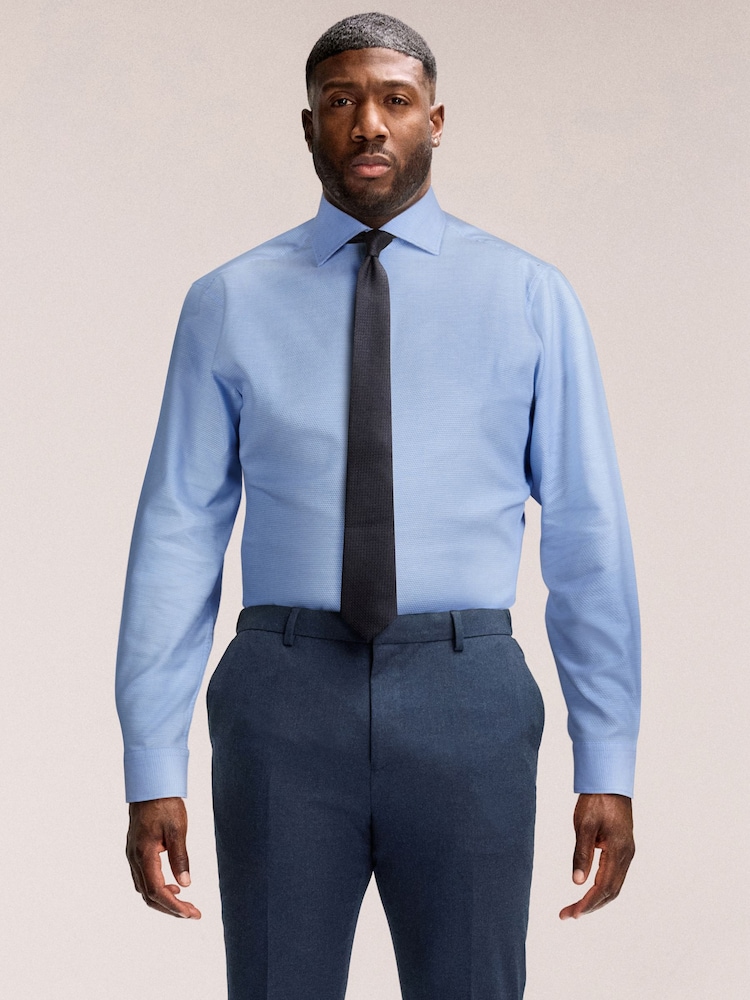 Mid Blue Muscle Fit Muscle Fit Textured Shirt - Image 1 of 8