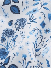 White/Blue Floral Print Regular Fit 100% Cotton Single Cuff Formal Shirt - Image 8 of 8