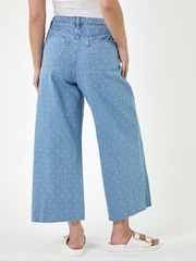 Roman Blue Denim Spot Print Frayed Edge Denim Trousers - Image 2 of 4