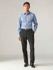 Blue Slim Fit Easy Care Textured Single Cuff Shirt - Image 2 of 8
