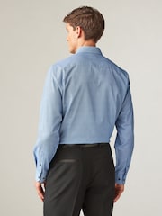 Blue Slim Fit Easy Care Textured Single Cuff Shirt - Image 3 of 8