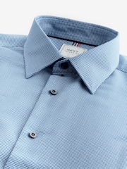 Blue Slim Fit Easy Care Textured Single Cuff Shirt - Image 6 of 8