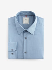 Blue Slim Fit Easy Care Textured Single Cuff Shirt - Image 7 of 8