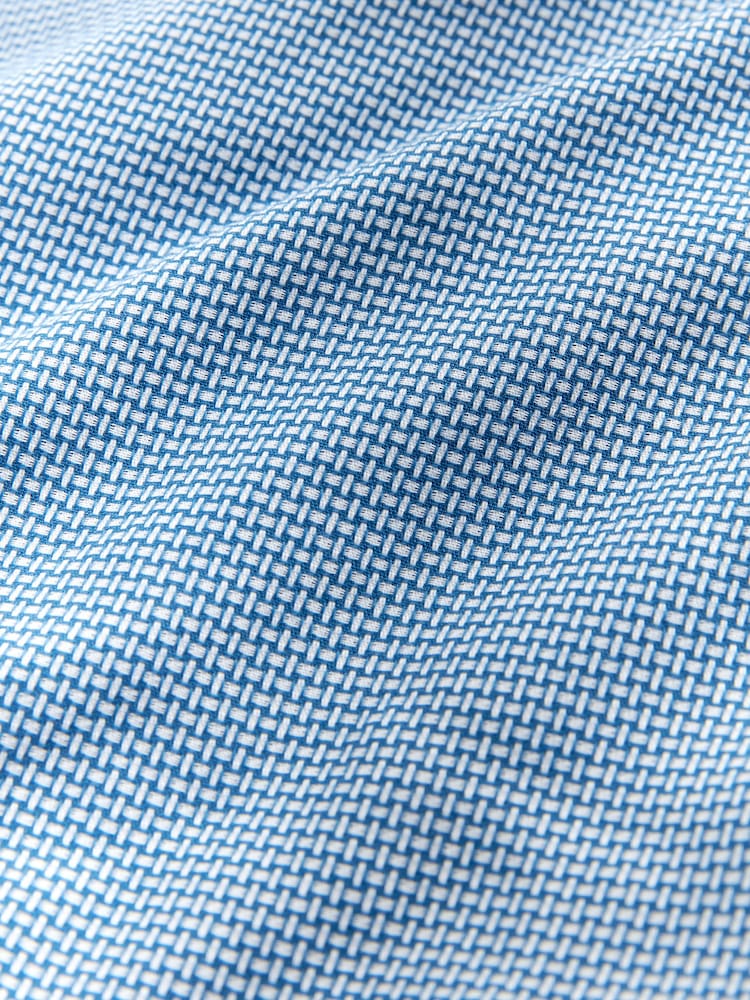 Blue Slim Fit Easy Care Textured Single Cuff Shirt - Image 8 of 8