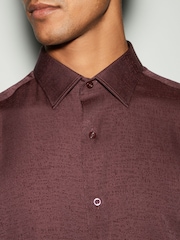 Textured Fig Purple Regular Fit Long Sleeve Single Cuff Shirt - Image 2 of 7
