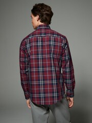 Burgundy Red Tartan Regular Fit Easy Iron Button Down Oxford Shirt - Image 3 of 7