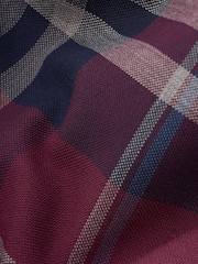 Burgundy Red Tartan Regular Fit Easy Iron Button Down Oxford Shirt - Image 7 of 7