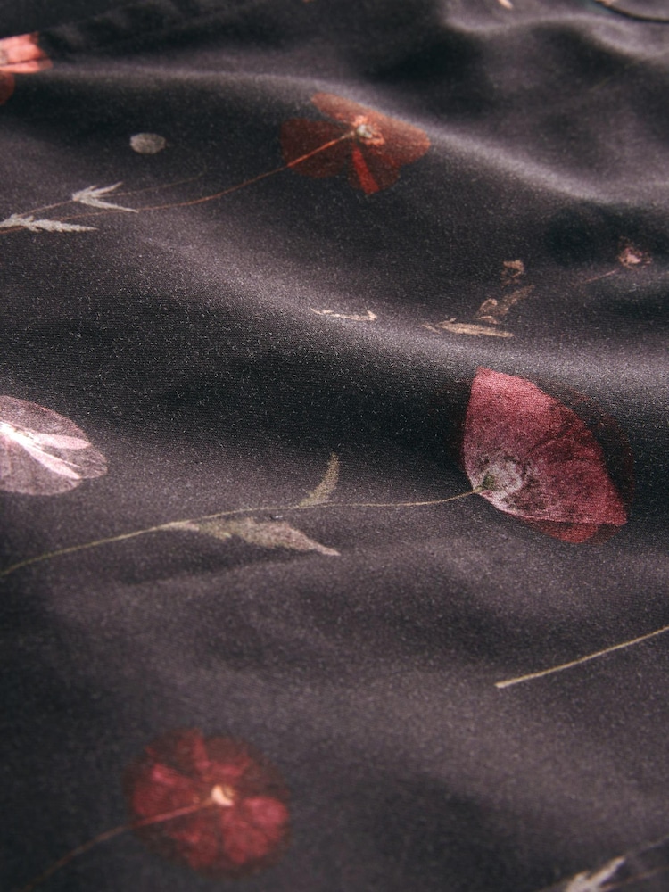 Burgundy Red Pressed Flower Print Regular Fit 100% Cotton Long Sleeves Single Cuff Formal Shirt - Image 14 of 14