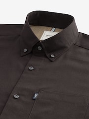 Chocolate Brown Regular Fit Button Down Easy Iron Oxford Shirt - Image 7 of 8