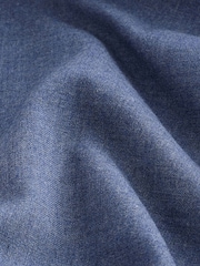 Navy Blue Regular Fit Brushed Flannel Single Cuff Formal 100% Cotton Oxford Shirt - Image 2 of 3