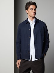 Navy Blue Regular Fit Button Through Overshirt - Image 3 of 8