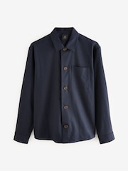 Navy Blue Regular Fit Button Through Overshirt - Image 6 of 8