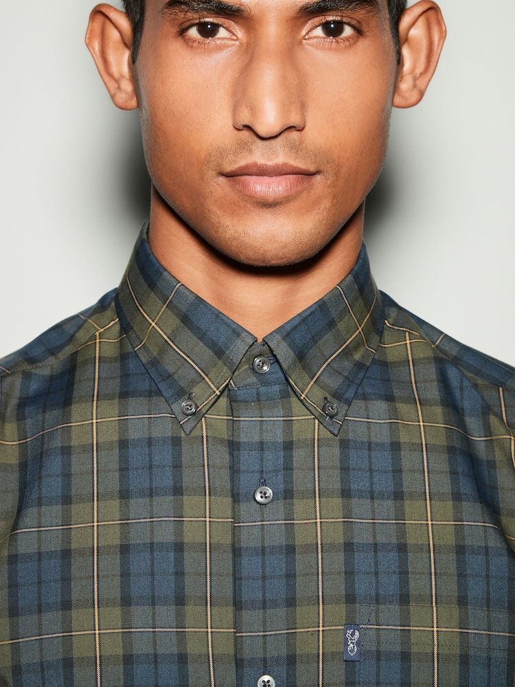Black Watch Check Regular Fit Easy Iron Button Down Oxford Shirt - Image 5 of 6