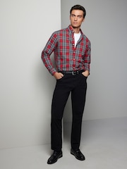Red Tartan Check Regular Fit Easy Iron Button Down Oxford Shirt - Image 2 of 8